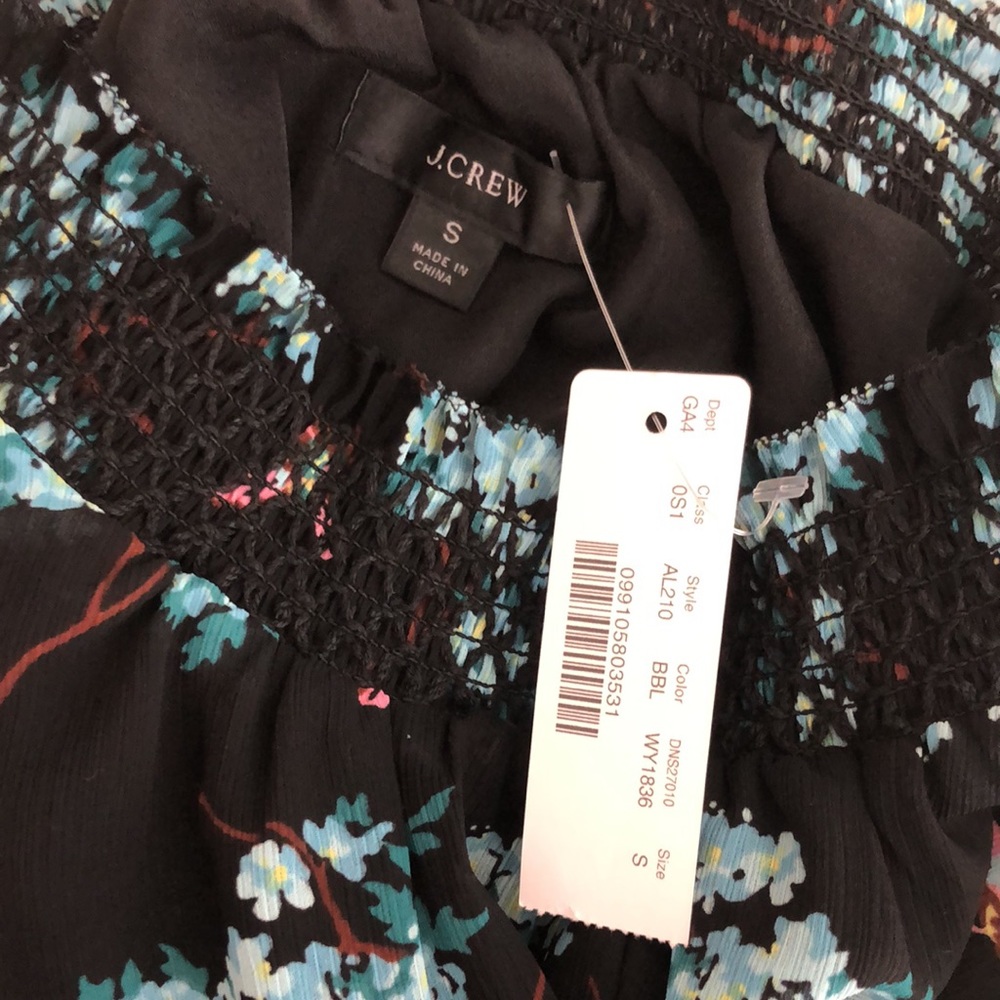 J.CREW Smocked-waist dress botanical bees print S - Picture 9 of 10